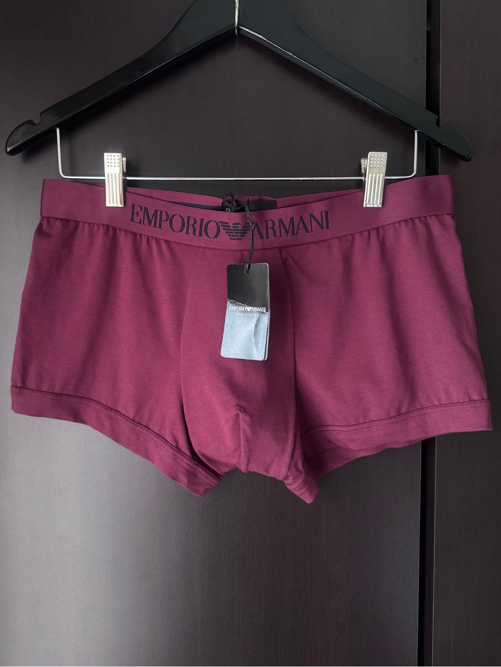 NWT Emporio Armani Men's Boxer Briefs Burgundy Size L Medium Trunk  $65